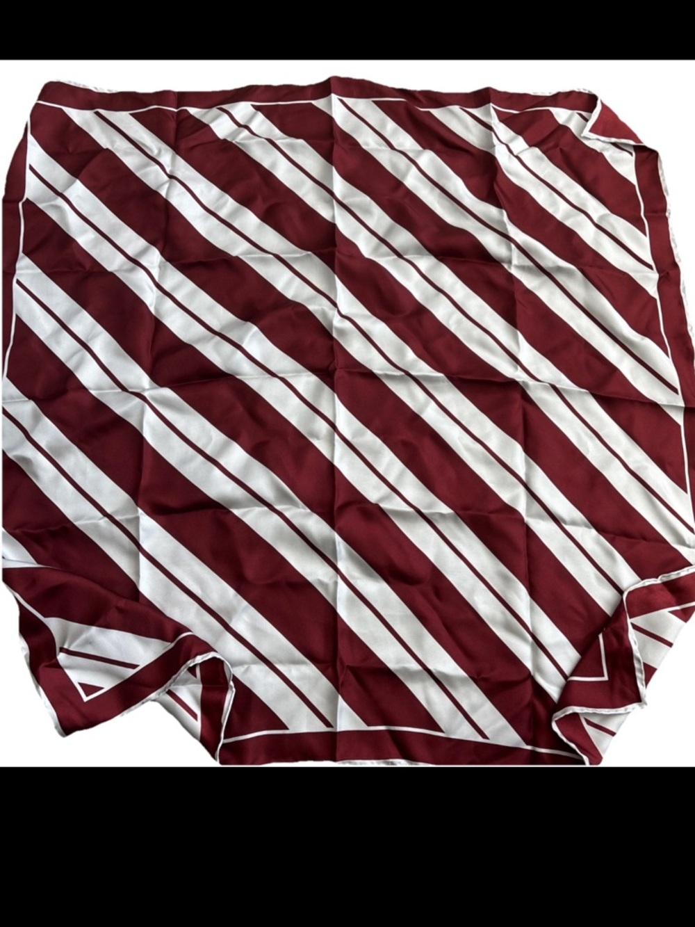 Ben Silver Silk Red and White Striped Scarf